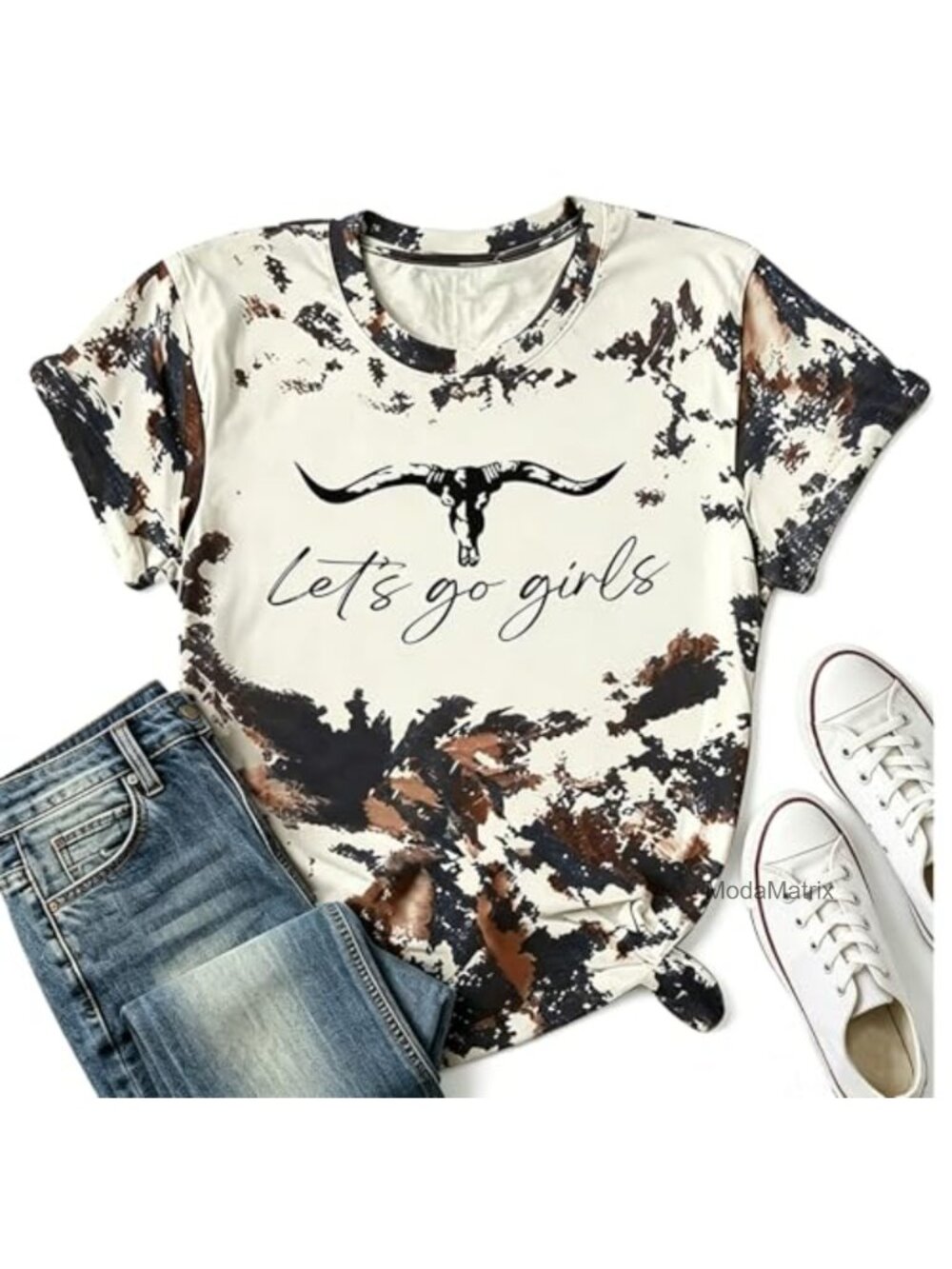 Vintage Cowboy Graphic Tee - Cotton Blend Short Sleeve Women